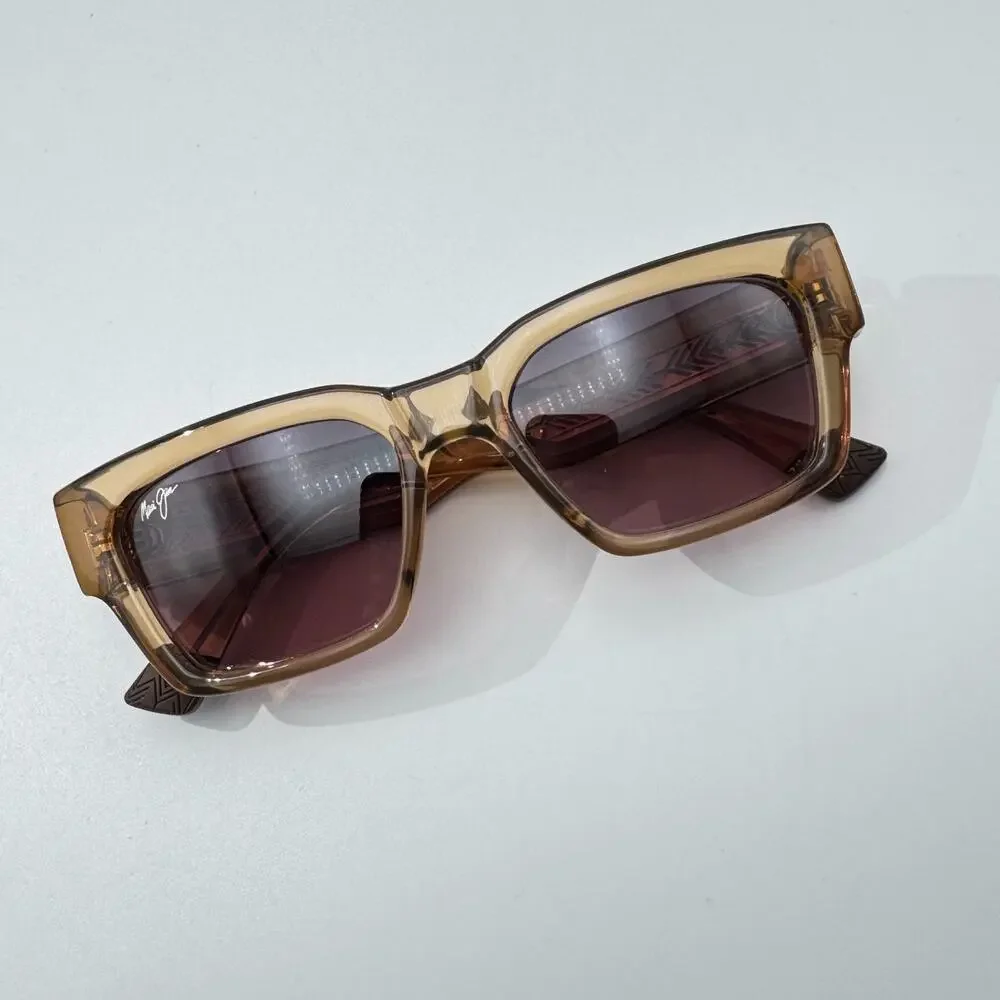 Maui Jim Sunglasses Kenui STG-SG MJ642-01 Transparent Tan Frame Polarized 53mm